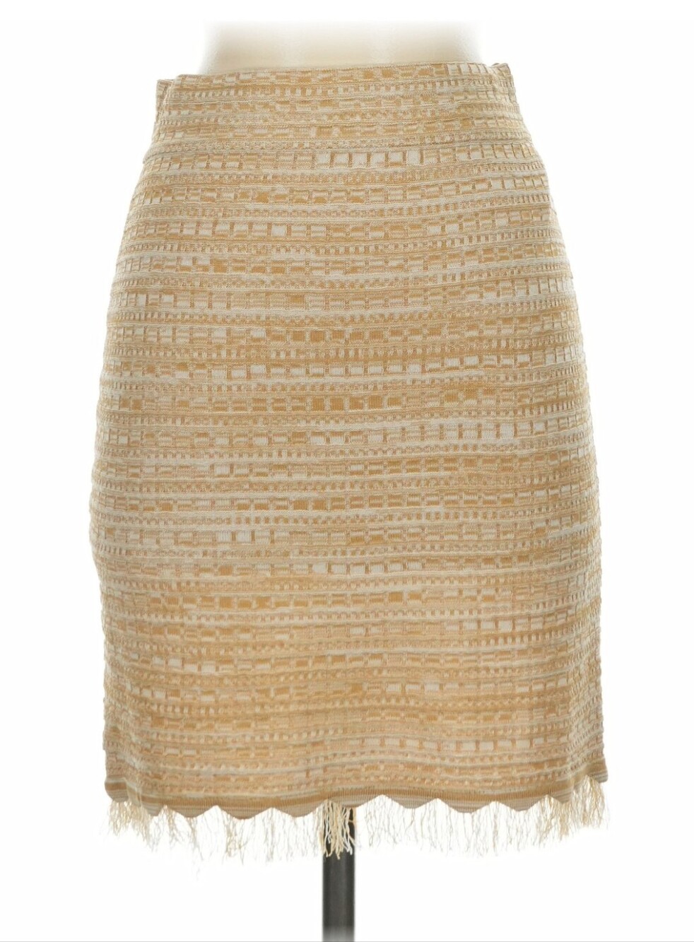 Textured Fringe Hem Knit Beige Gold Women's MiniSkirt Claudie Pierlot Skirt Mini